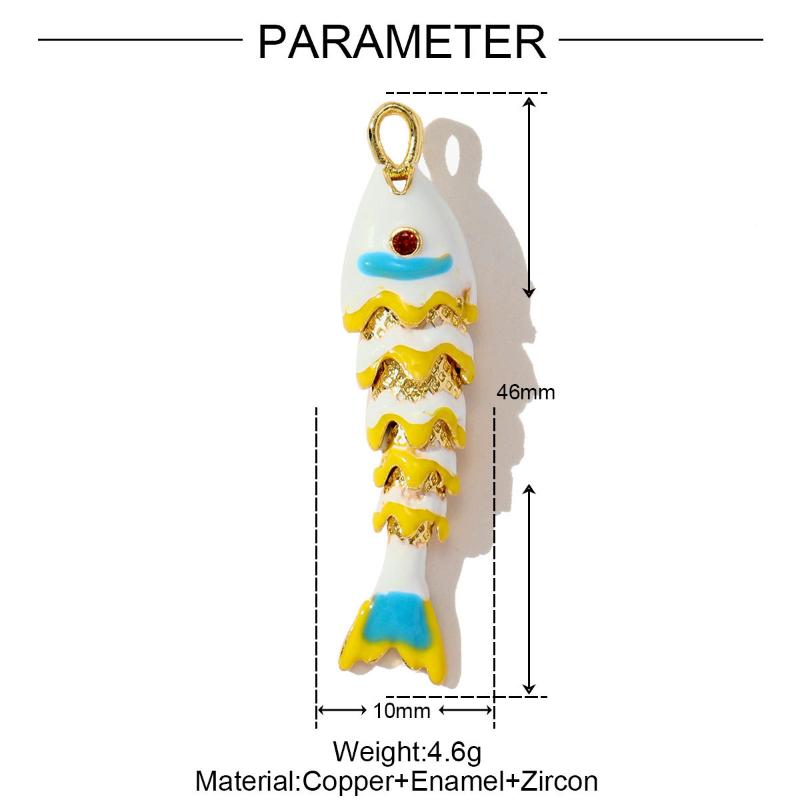 Carp Plated Enamel Fish Charms Jewelry Accessories Diy Pendants Movable Mini Metal Fish Creative Waterproof Drip Oil Fish Daily