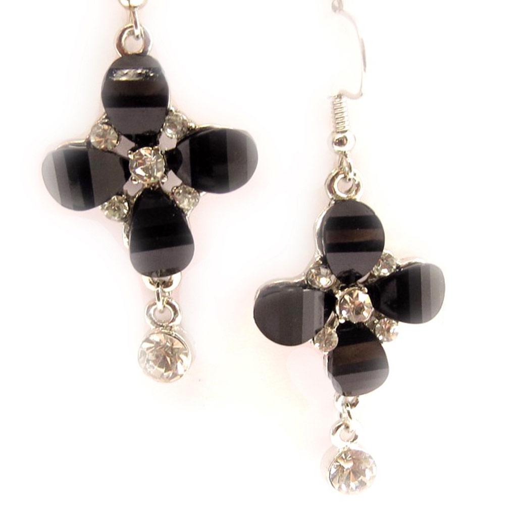 Les Trésors De Lily [C4835] - 'Princesa' Earrings Black White