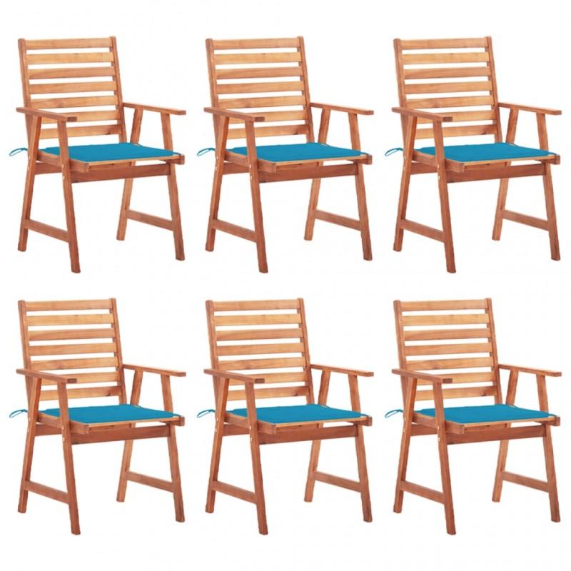 Día y Noche - Día y Noche Sillas comedor de jardín y cojines 6 uds madera maciza acacia