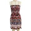 Summer Off Shoulder Dress Women Sleeveless Backless Bohemian Floral Printed A-line Elastic Bust Knee Length Beach Vacation Bandeau Dress