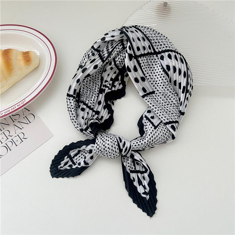 70cm Crumpled Scarf Kerchief Print Square Scarves Women DIY Hair Band Ribbon Headscarf Bandanas Headband Neck Wraps Neckerchief
