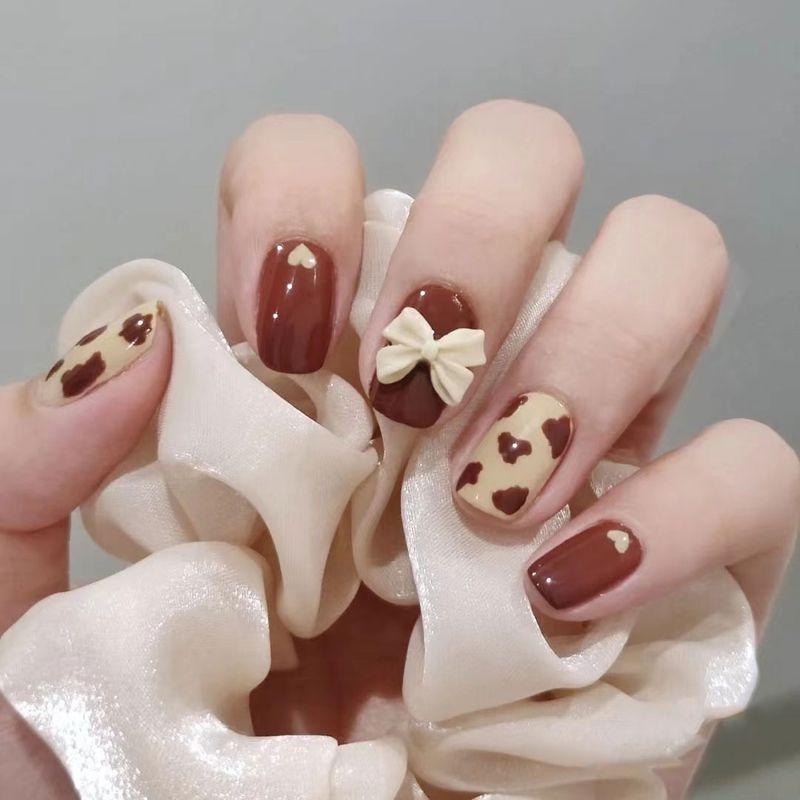 

Aurora Bow Xiaohongshu Ins Nail Stickers Sweetheart Cow