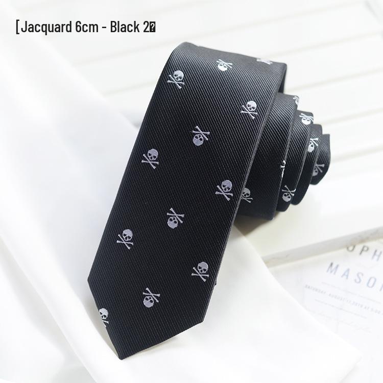 Unisex Skull Jacquard Tie - Halloween Party & Cosplay Accessory, 6cm