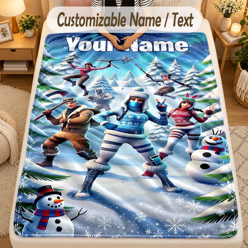 Flannel BlanketFortnite Custom Name Text Personalized Soft Warm Throw Blanket Home Decor Gift