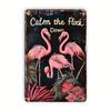 Metal Wall Art Retro Flamingo Vintage Patina for Bar