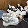 Retro mesh white shoes women's summer new small high lace-up woven breathable casual board shoes tide