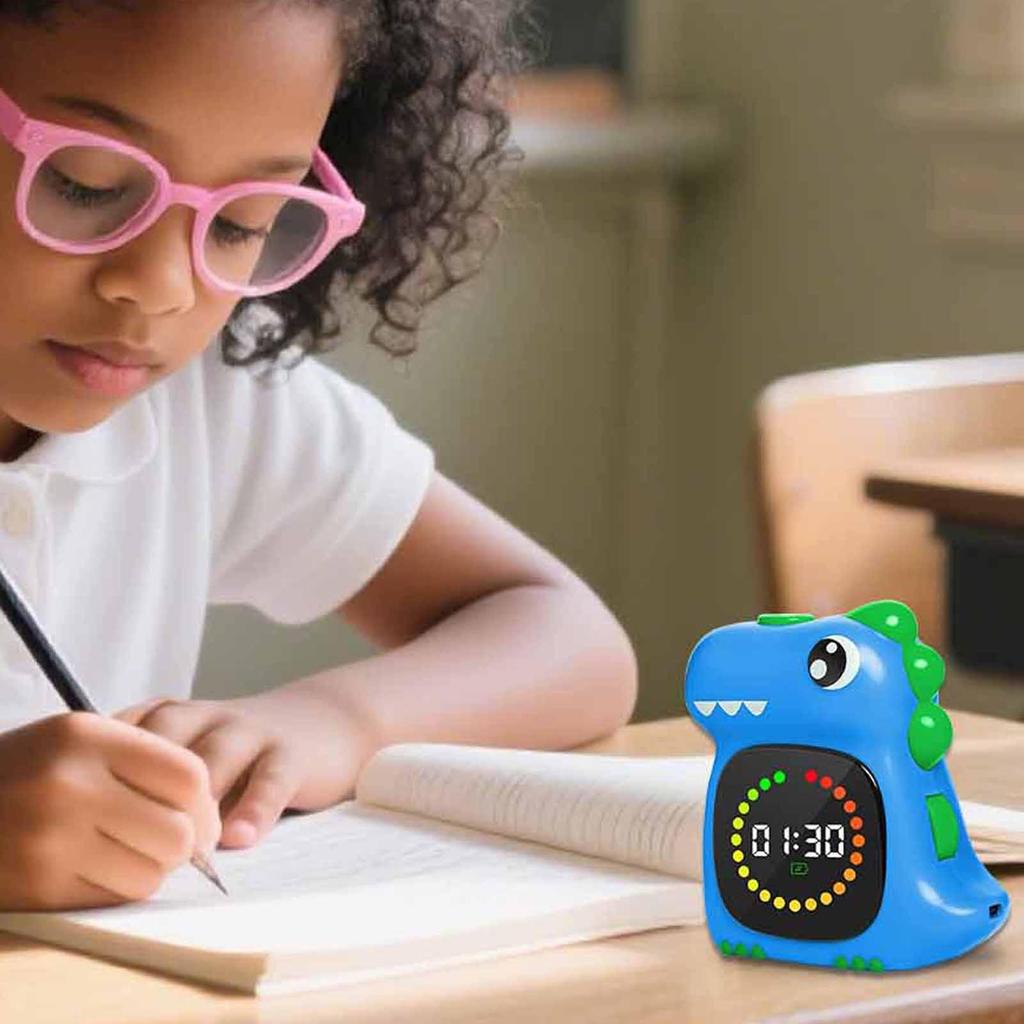 Visueller Timer für das Klassenzimmer Dinosaurier Schreibtisch-Timer Wiederaufladbares LED-Display Stille Countdown-Zeitmessgerät für Zuhause