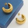 18k Gold Stainless Steel Geometric U-Shaped Earrings for Women