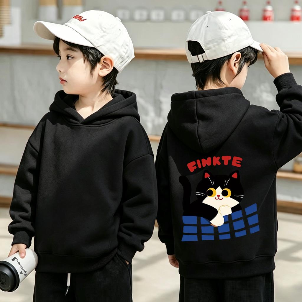 Bestseller Lässiger Kinder-Kapuzenpullover mit Cartoon-Katzenmuster
