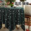 Christmas Tablecloth White Snowflake Atmosphere Tablecloths Festival Party Decoration Table Round Table Fabric for Home Use