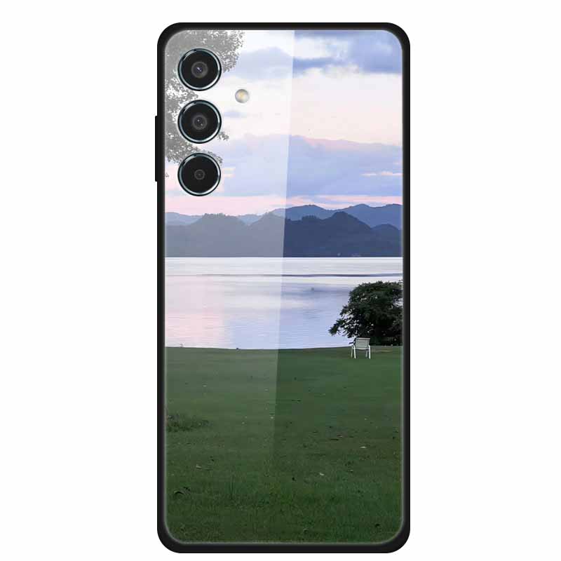 Glass Cellphone Case For Samsung Galaxy M35 Hard Plastic Back Cover For Samsung M 35 Flowers Painted Cases Fundas Shell Shield