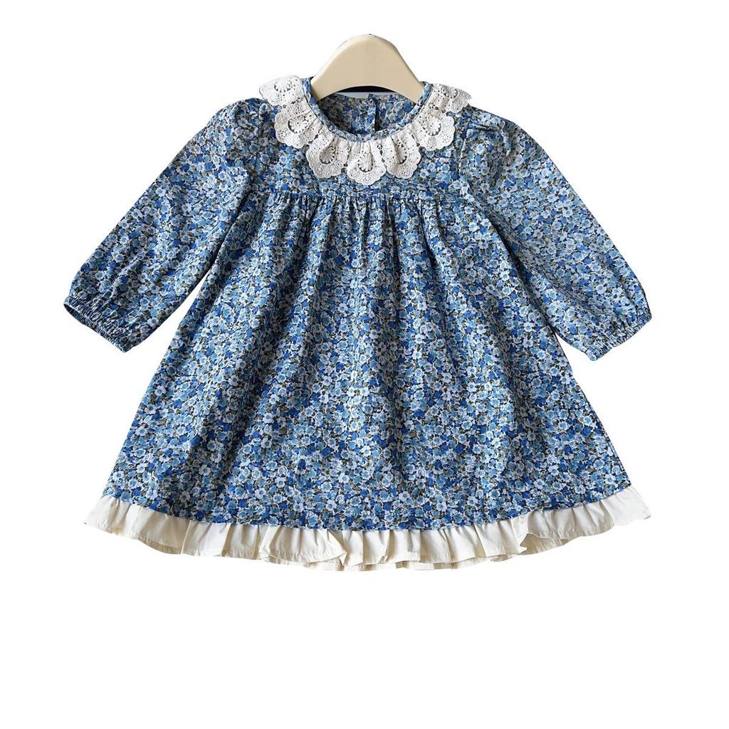 Französisches Blumenkleid für Mädchen - Herbst- & Frühjahrsmode ACB093