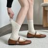 Women's Wool Mid-calf Socks Polka Dot White Versatile Autumn and Winter Breathable and Warm Long Socks