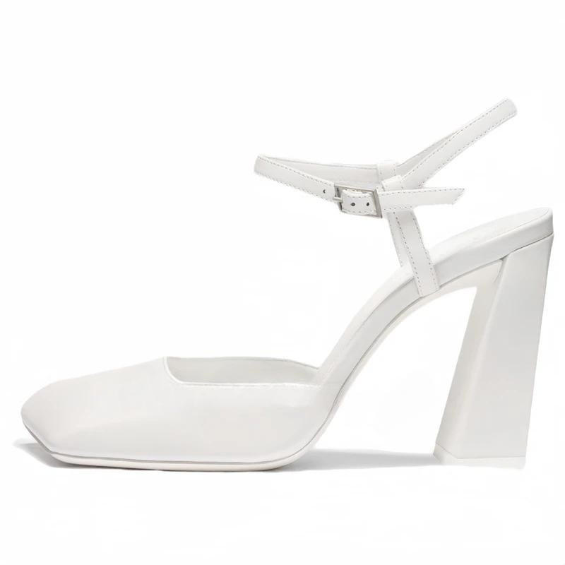 Fashion Minimalist Square Head Rhinestone Mary Jane Sandals 2024 Summer New Girls Candy Banquet Party Fashion High Heels Shoes size 43