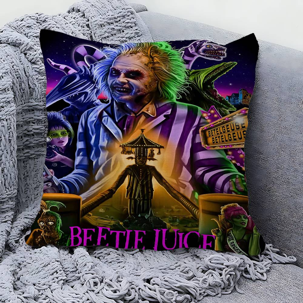 Classic Movie B-Beetlejuice Decorative Room Aesthetics Pillow Case Home Decor Bedroom Sofa Bed Couch Pillow Cover 45x45