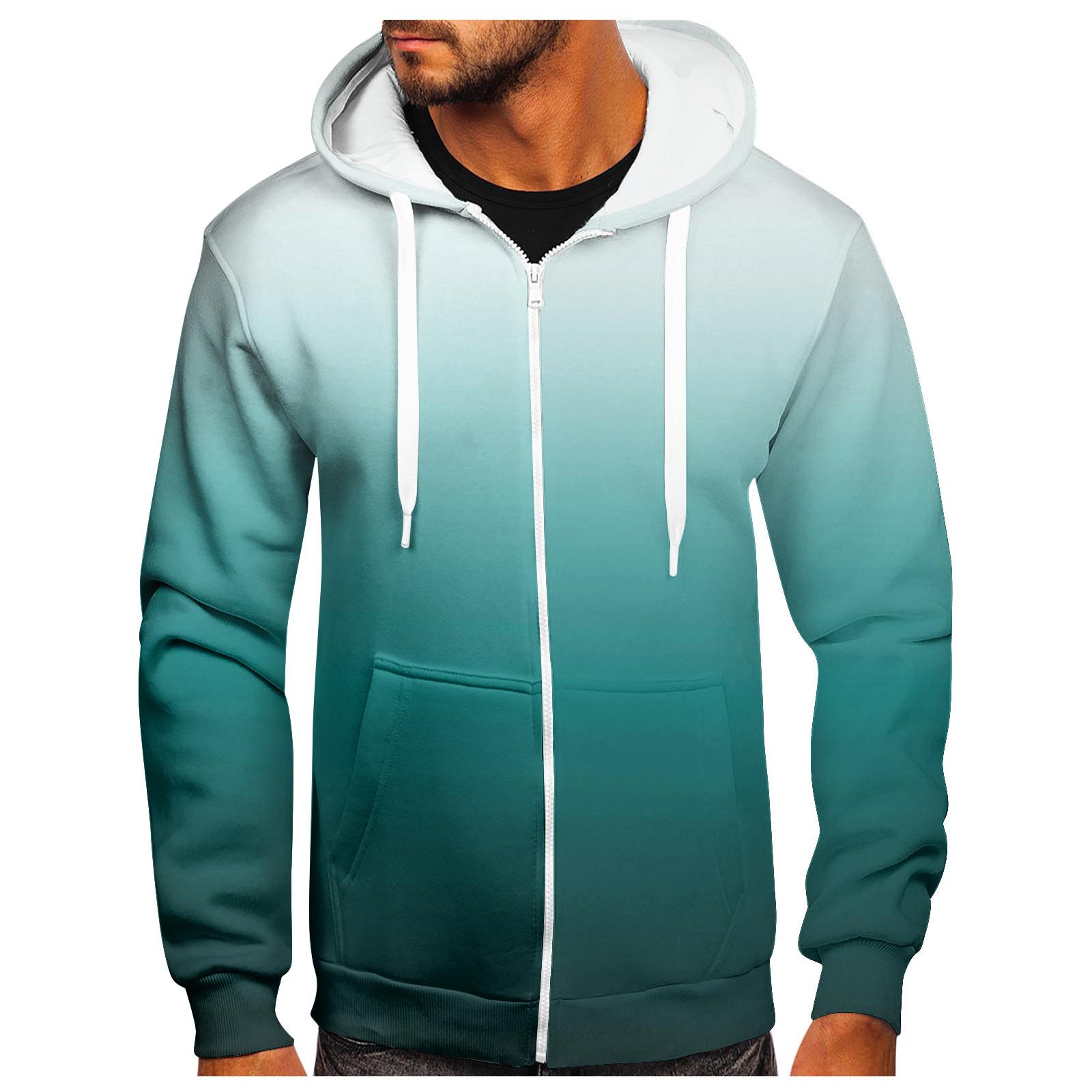 

Мужской свитер на молнии, пальто, модный свитер с капюшоном и принтом XL зелёный