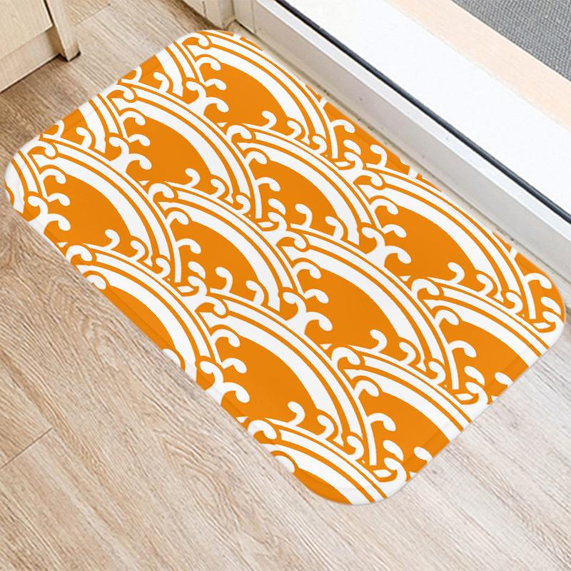 Fashion Orange Geometric Pattern Entrance Door Mat Bathroom Kitchen Anti-Slip Floor Indoor Room Home Decor Non-Slip Rug