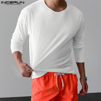 Men Round Neck Long Sleeve Stretch Casual Tops See Through Undershirts