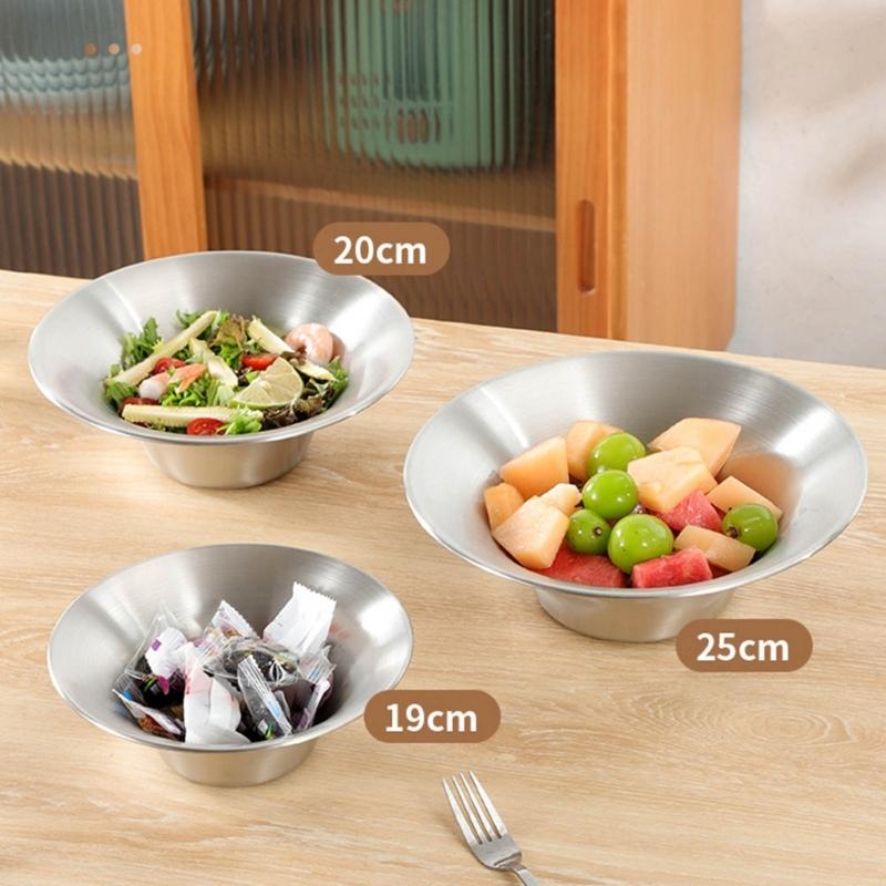 Stainless Steels Bowl Antiscalding Mixing Salad Bowl Noodles Pot Kitchen Serving Bowl for Restaurant Home Part Enduring