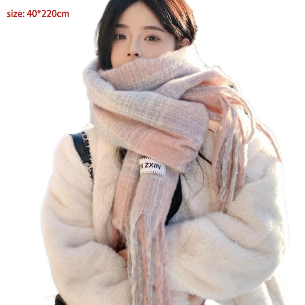 Soft Cashmere Scarf Windproof Neck Warmer New Long Tassel Scarves  Autumn and Winter