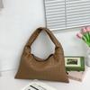 Genuine Leather Woven Hobo Bag Soft Structured Shoulder Large Capacity Daily Use