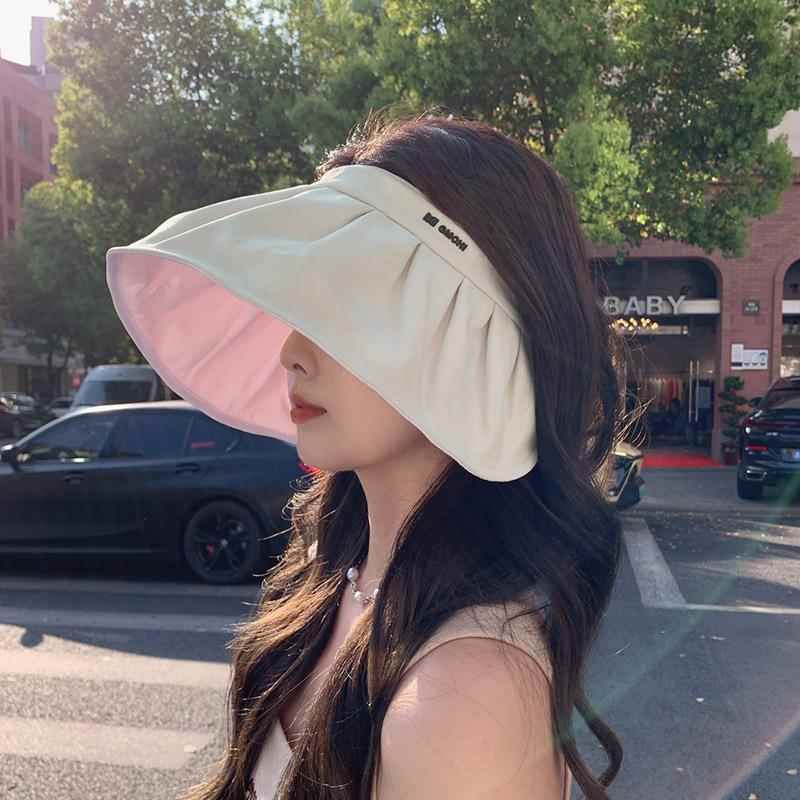 

Sun Hat Women s UV Protection Summer Cycling Sun Hat Thin Big Brim Cover Face Air Top Shell-like Bonnet D-333 rice White (inside powder)
