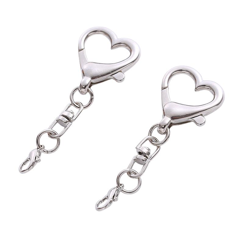 10Pcs Unique Alloy Heart Keyring Pendant Heart Shaped Clasp For Diy Projects