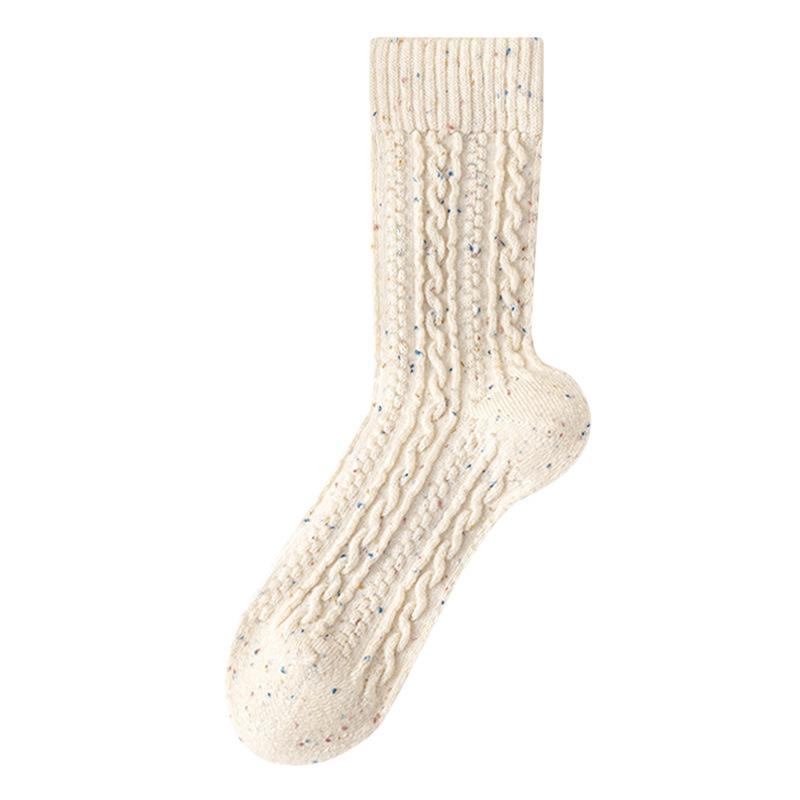 Wool Socks Women'S Medium Tube Socks Stacking Socks Thickened And Velvet Warm Twist Cashmere Socks