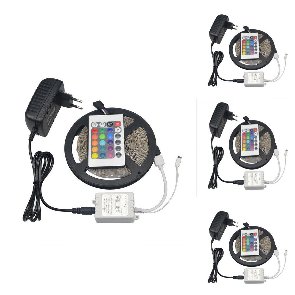 12v 3528rgb Led Tape With Mini Remote Controller Nonwaterproof Bright Lighting For Tv Background Decoration