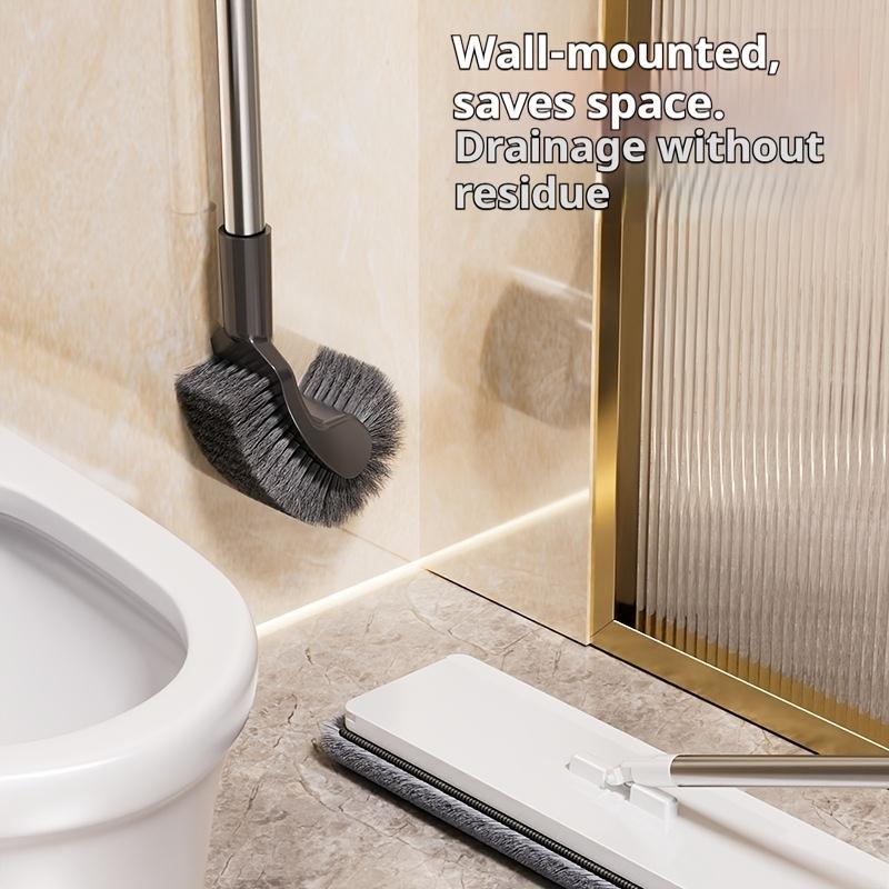 Stainless Steel Long-Handled Toilet Brush, Designed for Daily Cleaning of Toilets And Household Crevices, Featuring a Curved Brush Head