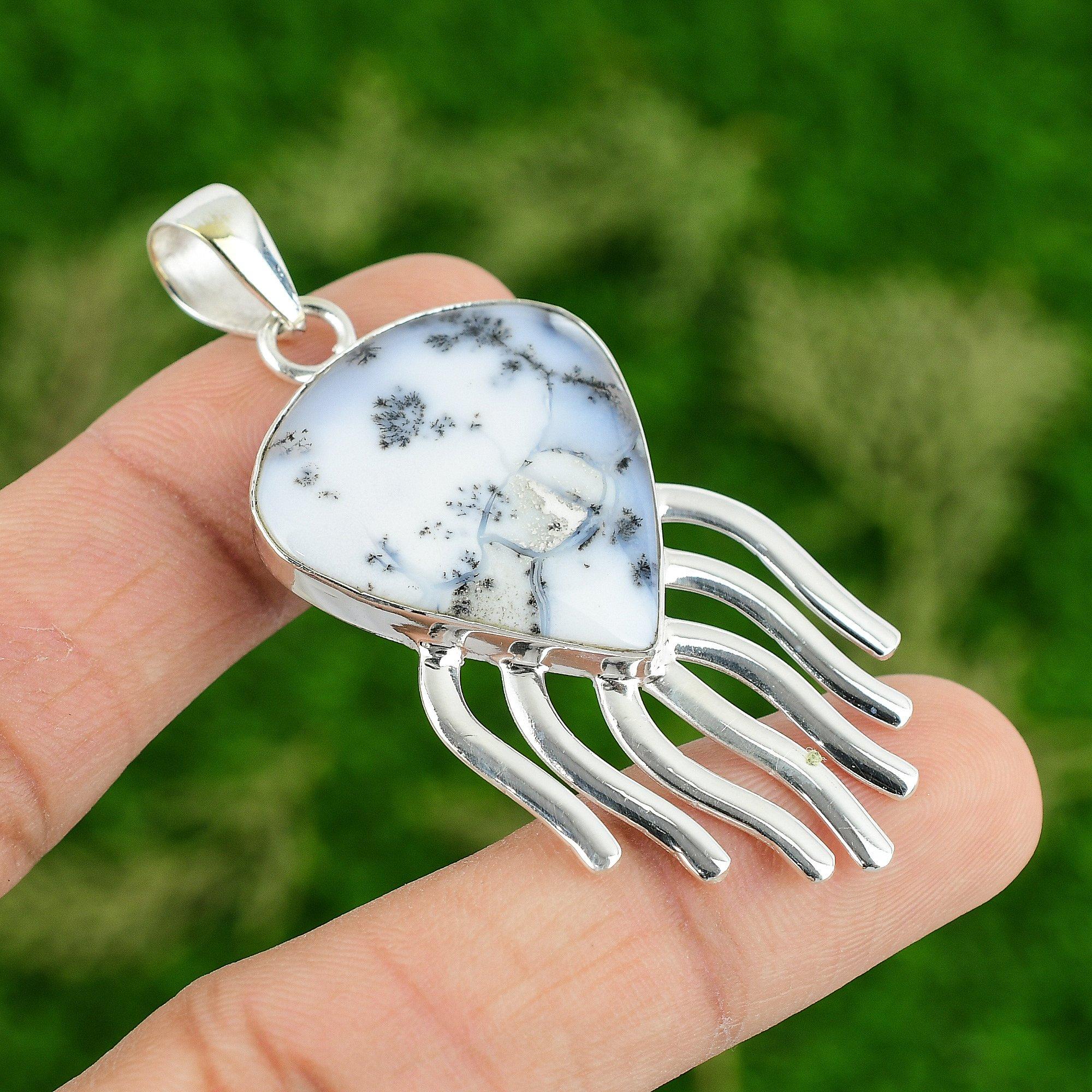 

Sisters Day Sale 925 Sterling Silver Natural Dendrite Opal Wife Wedding Pendant