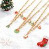 Cartoon Kerstman Hanger Ketting voor Vrouwen, Verguld Roestvrij Staal Ronde Ketting Ketting, Sieraden voor Kerstcadeaus