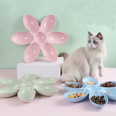 1pc Kunststoff Katzenfutter Schüssel Pet Schüsseln Multi-Funktionale Blütenblatt Geformt Katze Hundefutter Und Wasser Feeder Pet fütterung Liefert