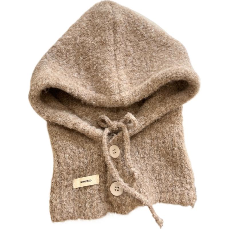 Winter Fashion Versatile Hat Scarf One Piece Women s Autumn Warm Ear Protection Hoodie Scarf Knitted Wool Hat Warm Earmuff Hood