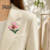 Long-lasting Flower Brooch Enamel Tulip Ladybug for Women, Oil-Dripping Ladybird Oxidation Resistant Lapel Pin, Sweater Cardigan Coat Suit Scarf