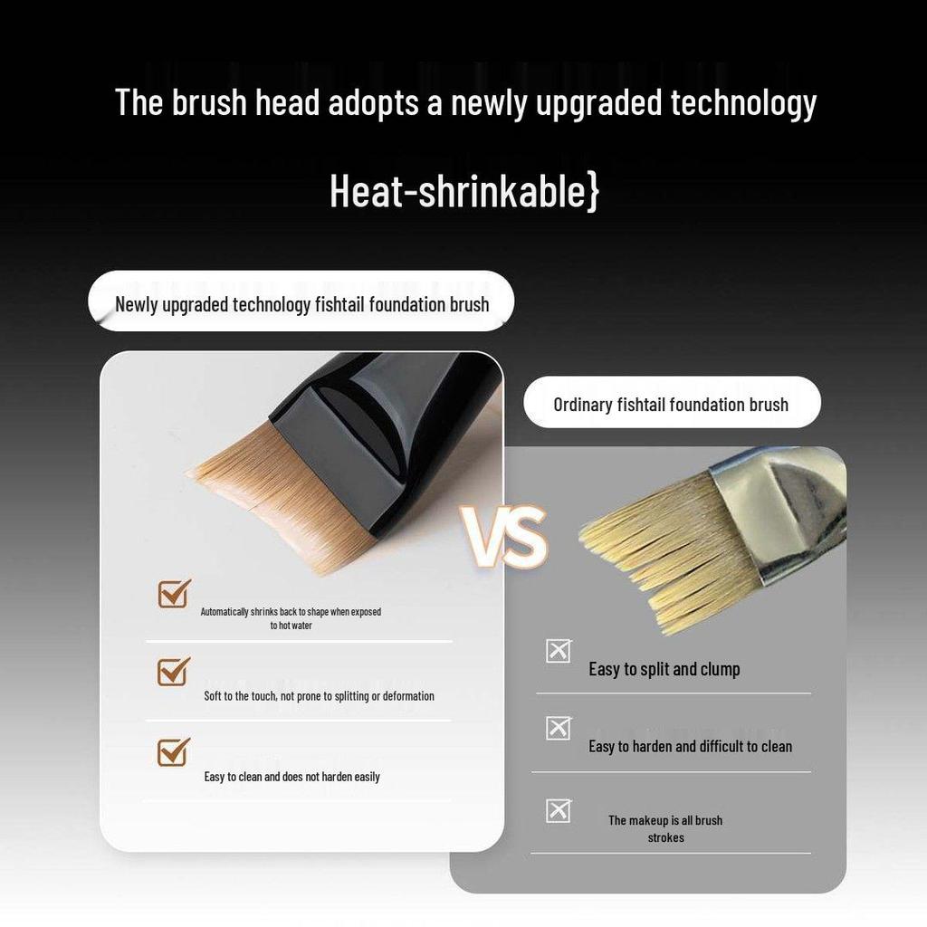 Ultra-Thin Fishtail Crescent Foundation Brush Set - Flat Head, Non-Powder Absorbing Beauty Tool