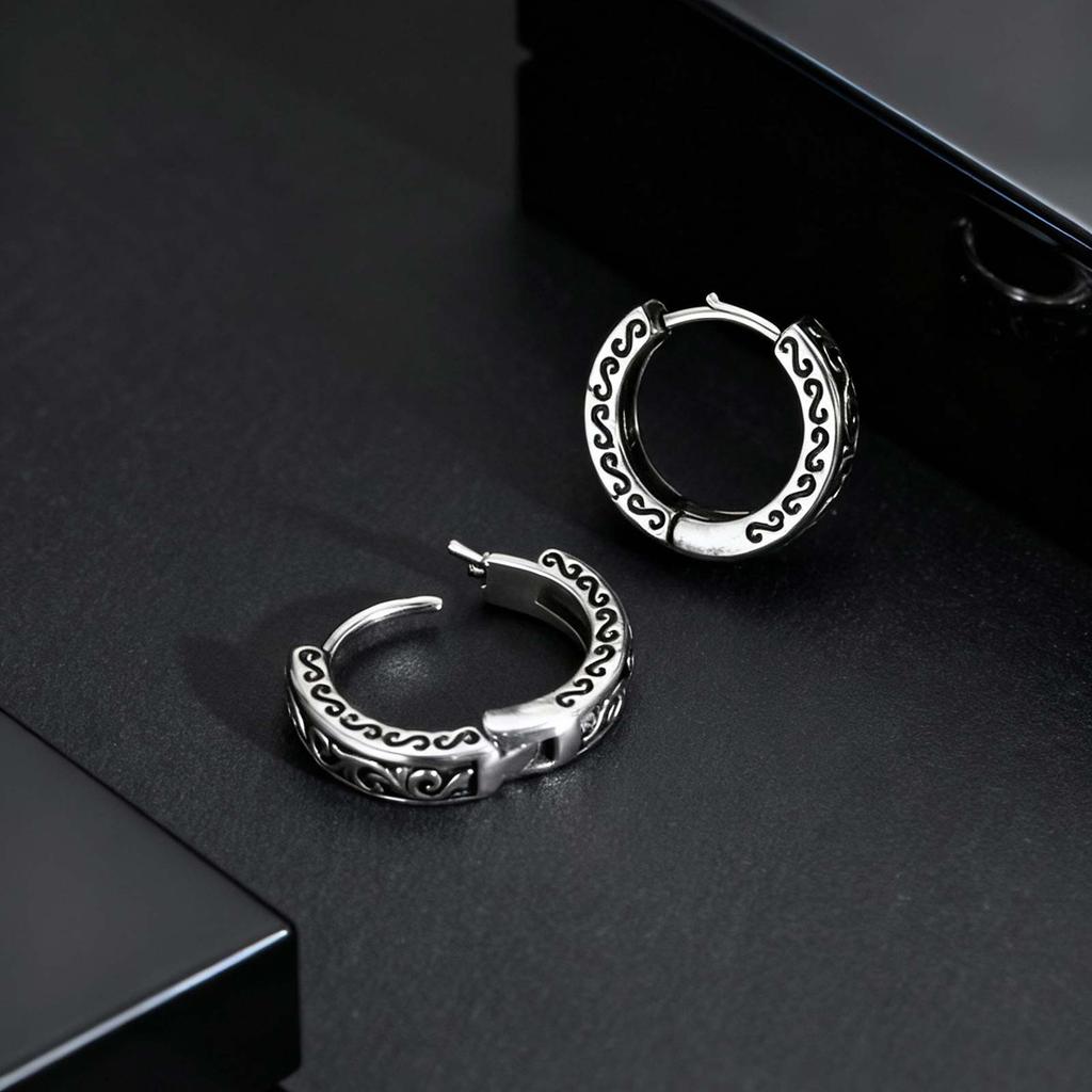 Punk Stainless Steel Hoop Earrings for Men Teens, Hypoallergenic Waterproof Small Huggies Earrings,Rock Hip Hop Cool Jewelry
