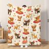 1pc Flannel Blanket Adorable Cartoon Dogs This Shawl/Blanket/Nap Blanket/Sofa Blanket Is Soft Comfortable And Warm Suitable for Al