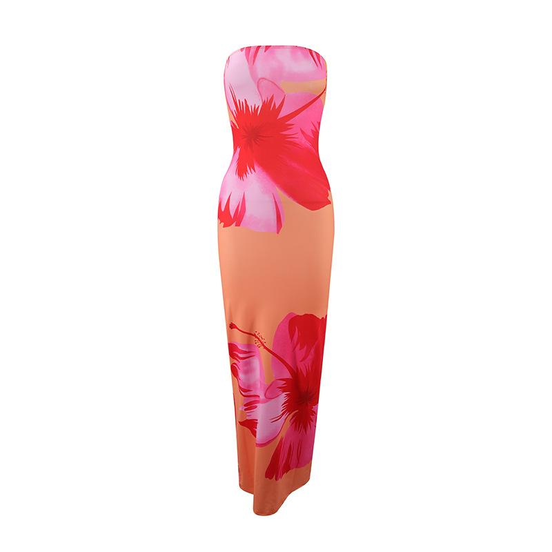 

Summer Women s Fashionable And Sexy Off-the-shoulder Fitted Long Dress L