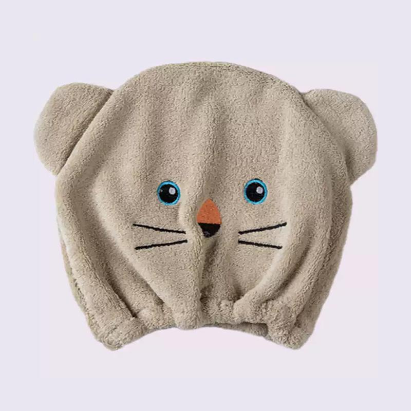 Coral Fleece Cartoon Hair Drying Cap For Children Highly Absorbent And Quick-Drying Shower Cap