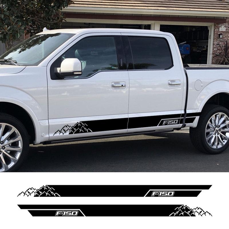 Pickup Door Side Decor Stickers For Ford F150 Raptor Truck Graphics Mountain Stripes Decals Vinyl Cover Auto Tuning Accessories