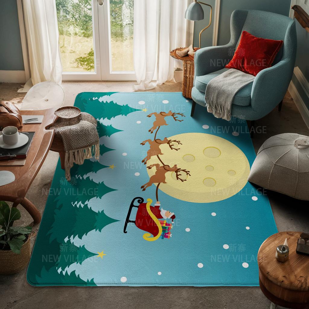 House Entrance Carpet Home Door Mat Living Room Bath Foot Bathroom Non-slip Water Absorption Rugs Bath Merry Christmas Winter