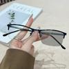 Fashionable Business Semi-Rimmed Photochromic Myopia Glasses Openwork Temple Unisex Eyeglasses 0 To -4.0