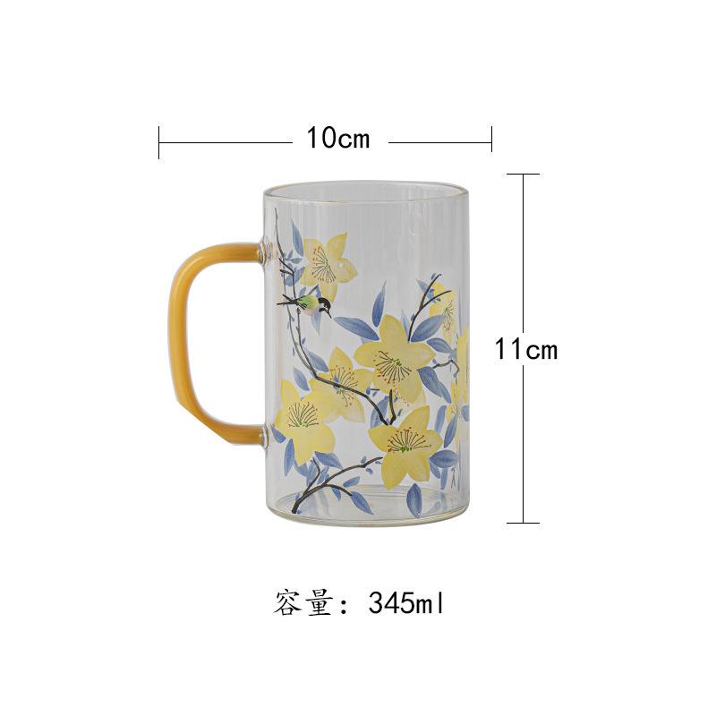 

345ml Hand Painted Lily Glass Teacup Antique Tea Bowl Cute Cup Tea-tasting Smelling Cup Jianzhan Master Cups Cafes Ornaments