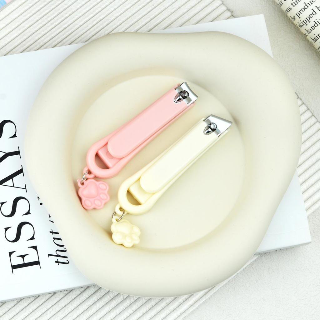 Cute Cat Paw Nail Clippers with Pendant - Portable, Splash-Proof, Women’s Manicure Tool