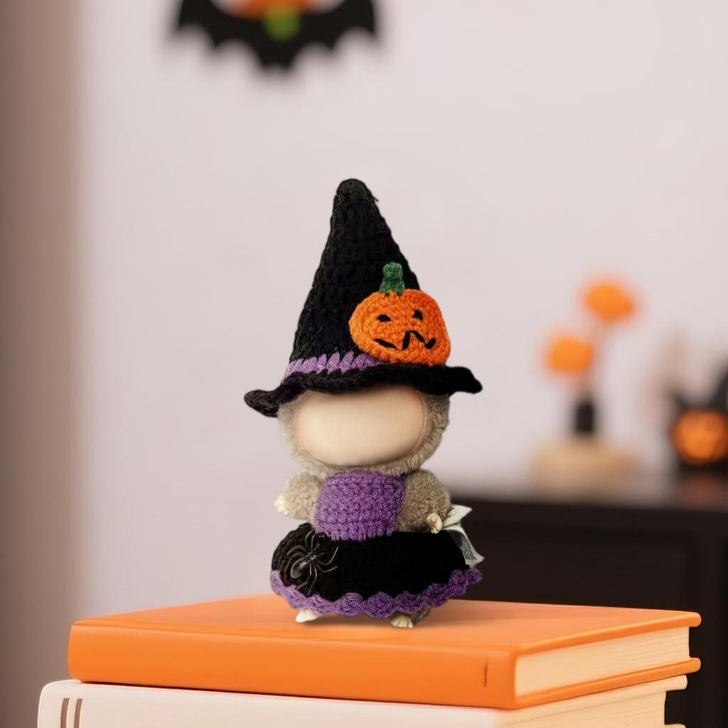 Halloween Doll Clothes Set Plush Baby Clothes, Pumpkin  Hat Hand Knitting  (Doll Clothes , Dolls Not Included)