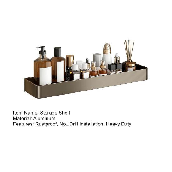 Wall-Mounted Bathroom Shelf Rustproof Aluminum Shower Caddy with Drain Holes Heavy Duty Storage Shelf for Kitchen Laundry Room