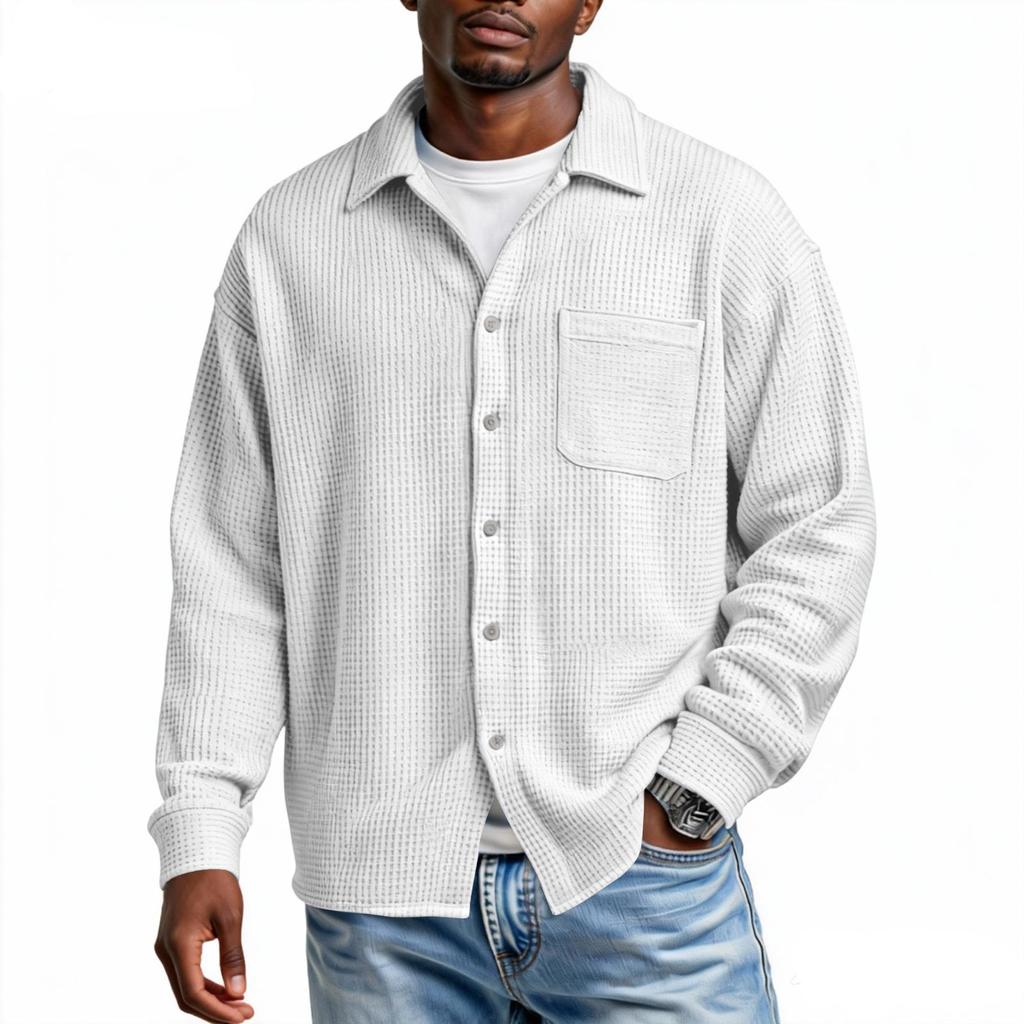 Men's Casual Button,down Long,sleeved Shirt With Pocket