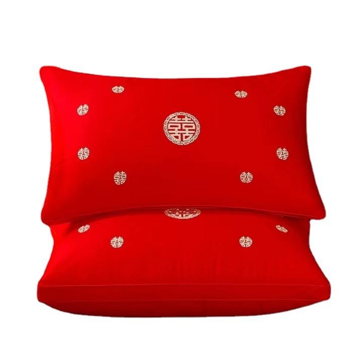 High-end Pillow Core 100% Cotton Big Red Wedding Celebration Newlywed Household Pair of Pure Cotton Pillow Wedding Pillow Core Wedding Room