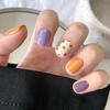Artificial Nails Small Floral Retro Contrast Nail Art Wear Nails Sweet Taro Contrast Nail Art